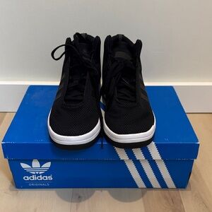 Adidas Black and White High-Top Sneakers